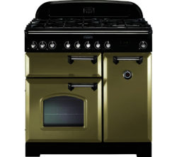 RANGEMASTER  Classic Deluxe 90 Dual Fuel Range Cooker - Olive Green & Chrome